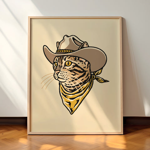 White Gold Kitten Hat - Signed 8x10in Silkscreen Print