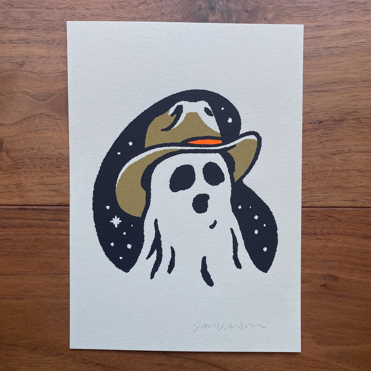 Fall Cowboy Ghost - Signed 5x7in Print #435