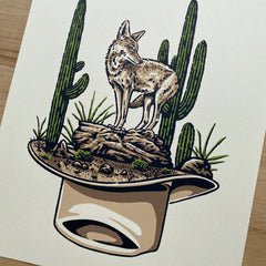 Saguaro Coyote - Signed 8x10in Print #262