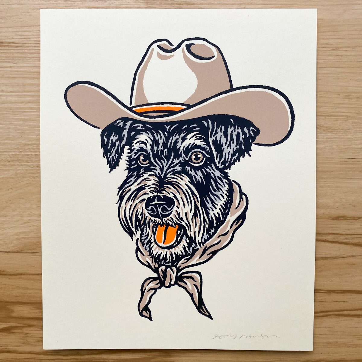 Schnauzer Cowdog - Signed 8x10in Print #422