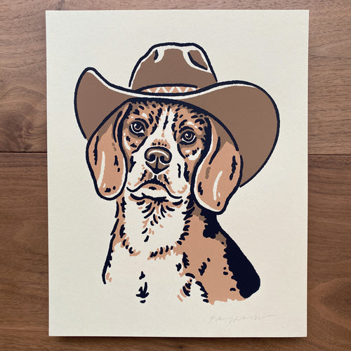 Beagle Cowdog - 8x10in Signed Silkscreen Print