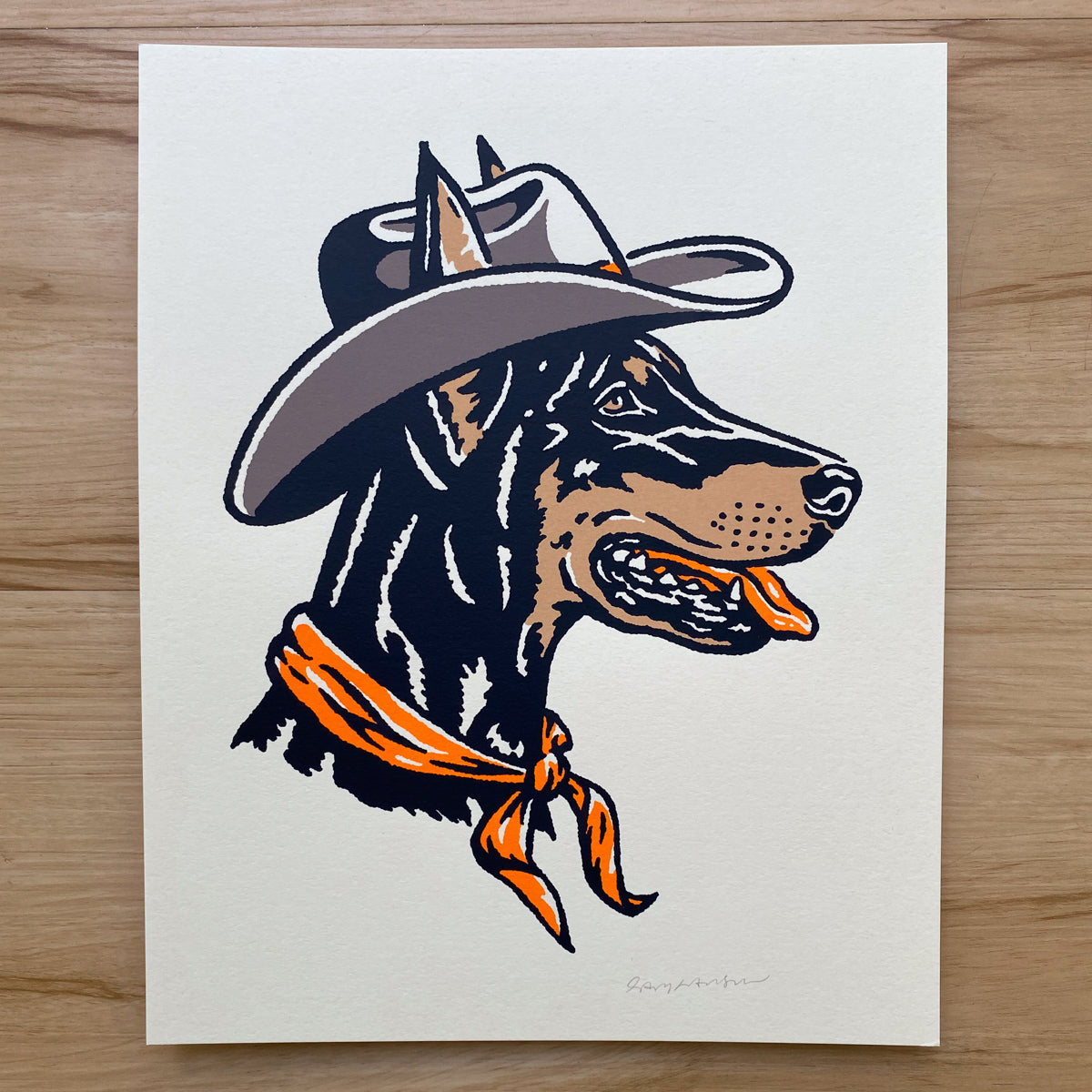 Doberman Cowdog - Signed 8x10in Print #411