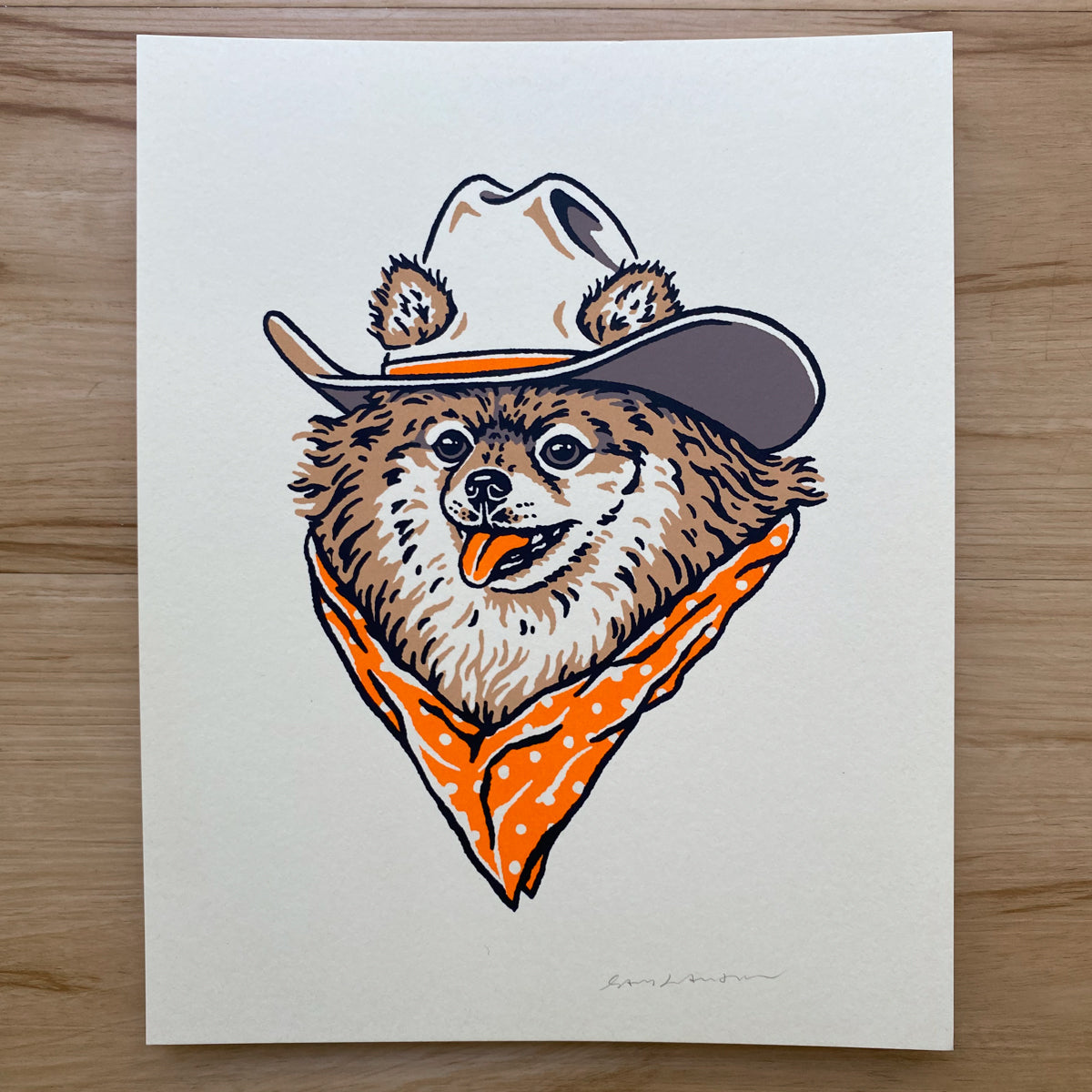 Pomeranian Cowdog - Signed 8x10in Print #364