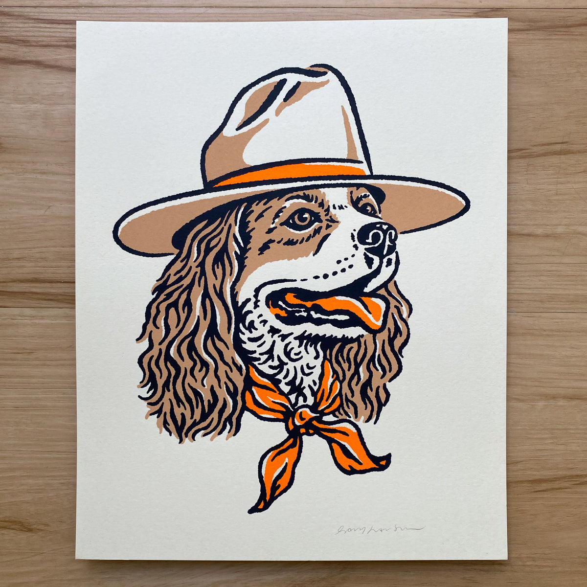 Spaniel Cowdog - Signed 8x10in Print #412