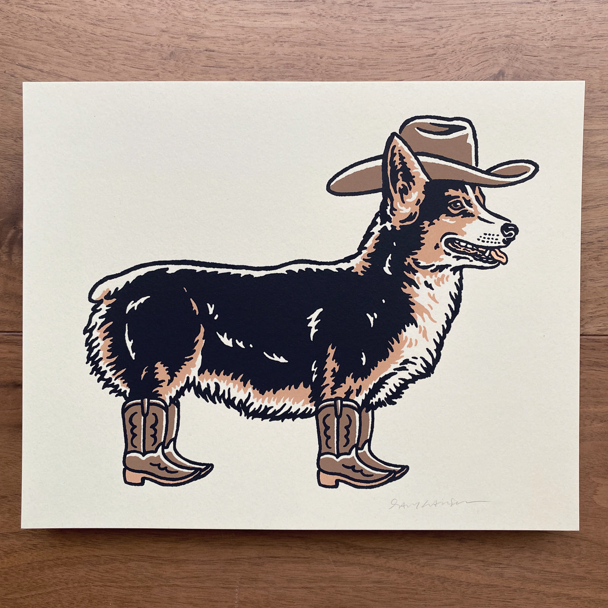 Tri Corgi Cowdog - 10x8in Print #443