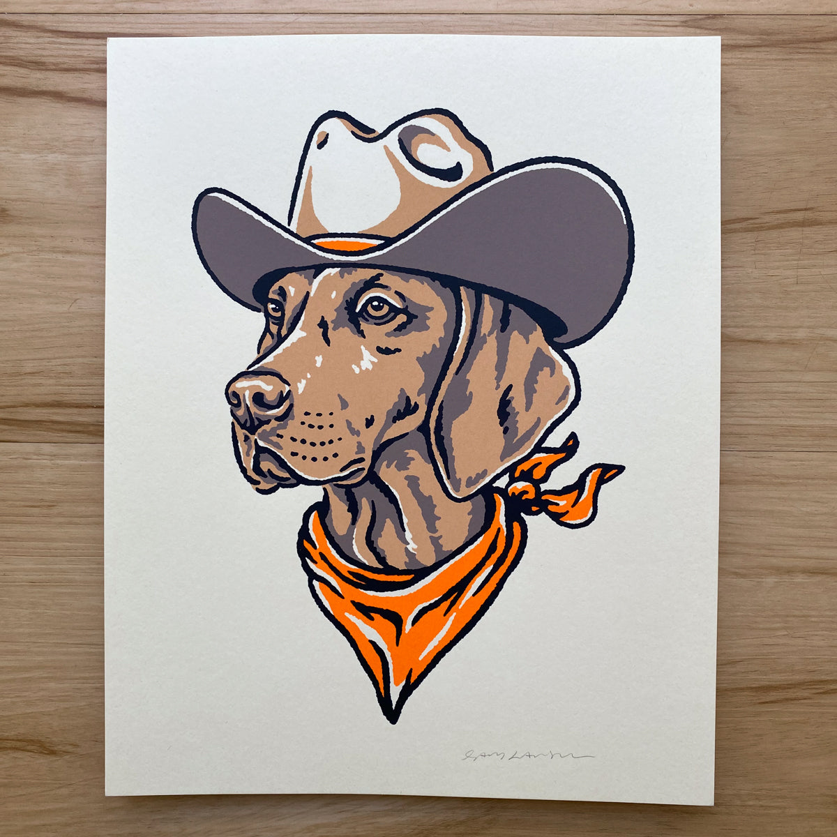Vizsla Cowdog (Orange) - Signed 8x10in Print #377