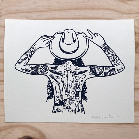 Tattooed Cowgirl 3 - Signed 8x10in Print #346
