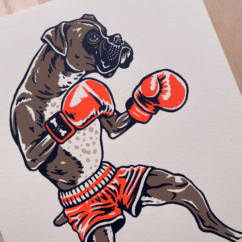 Boxer Boxing - 8x10in Signed Silkscreen Print