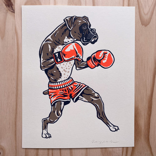 Boxer Boxing - 8x10in Signed Silkscreen Print