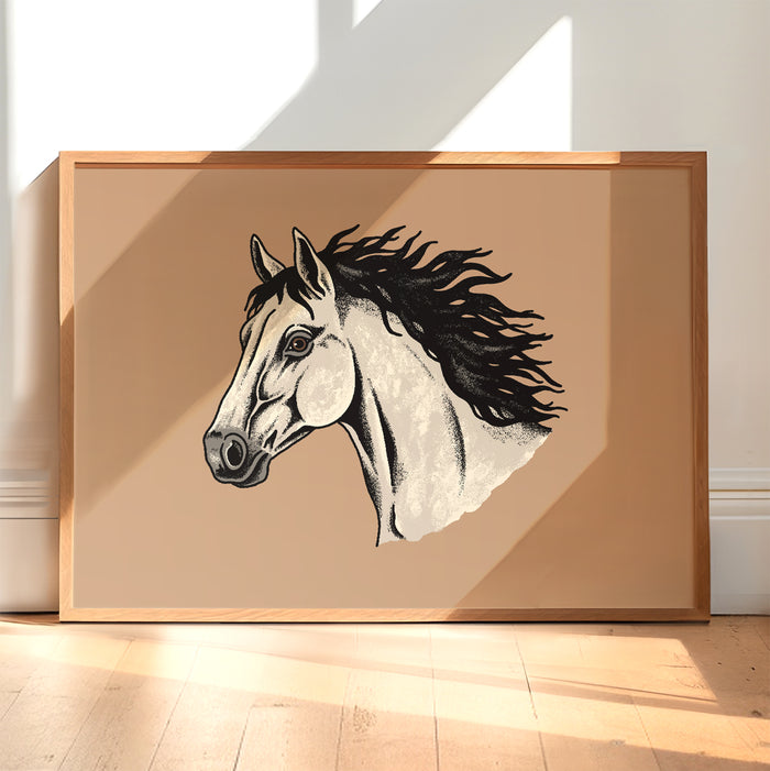 Horse Head (Gray) Giclée Print