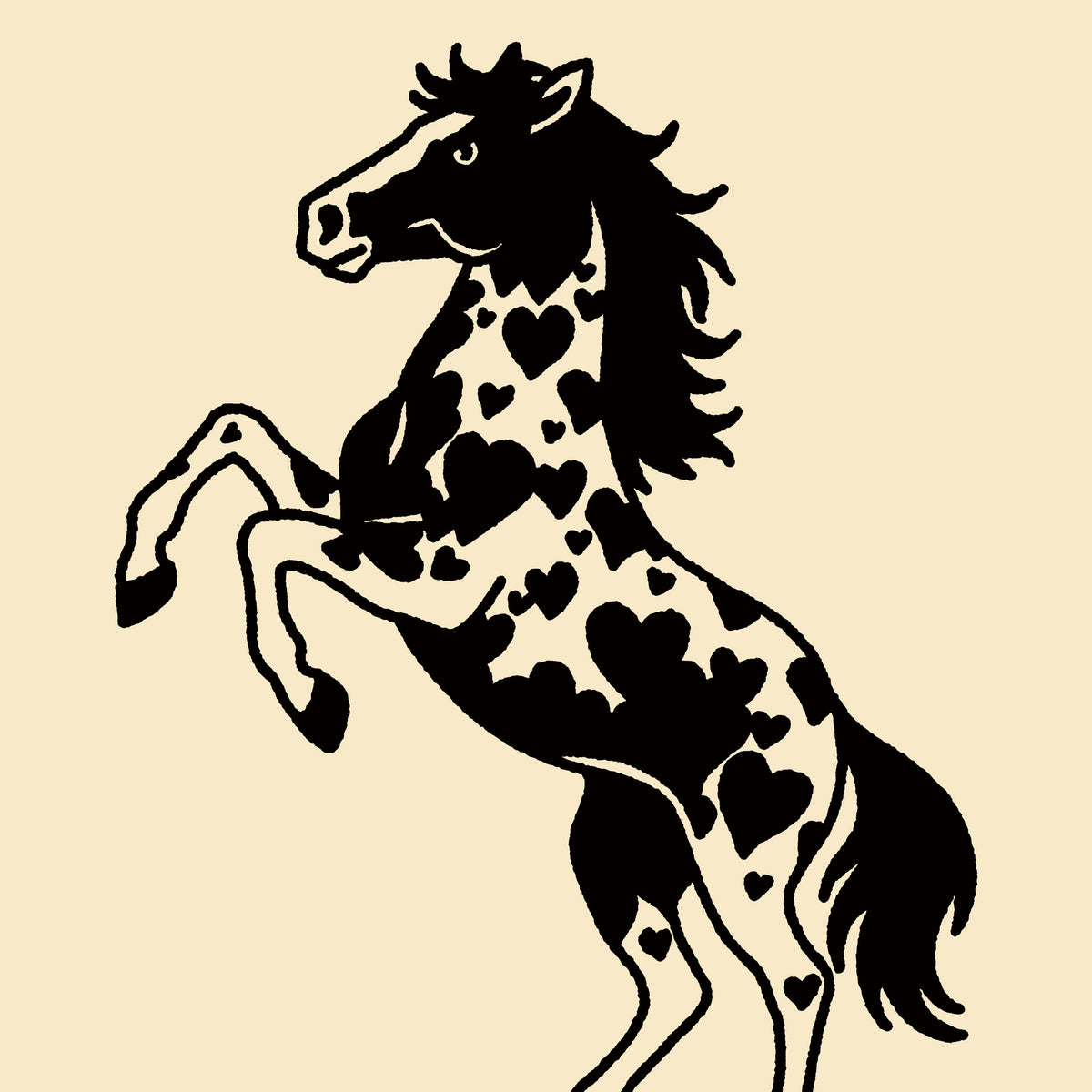 Rearing Hearts (Black) Giclée Print