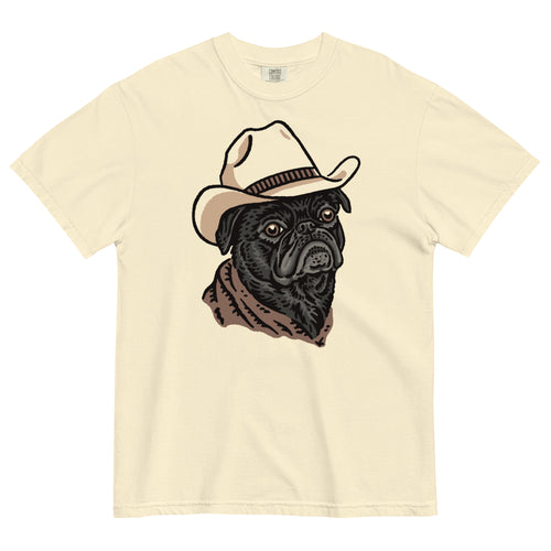 Black Pug Cowdog Heavyweight T-shirt