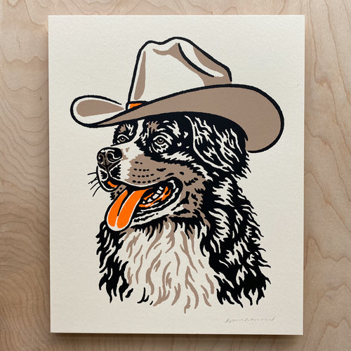 Bernese Mountain Dog Cowdog - 8x10in Signed Silkscreen Print
