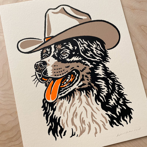 Bernese Mountain Dog Cowdog - 8x10in Signed Silkscreen Print