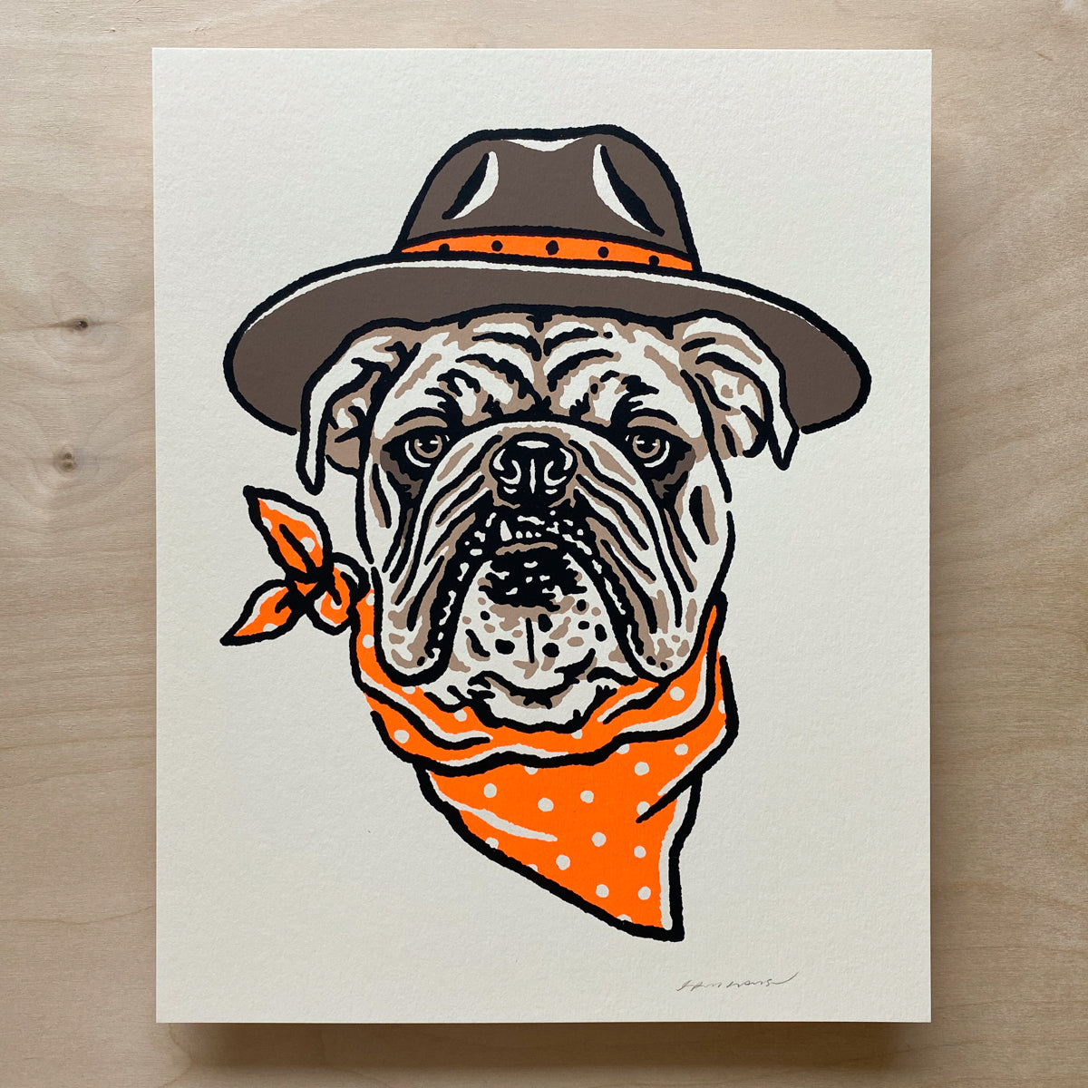 English Bulldog Cowdog - 8x10in Print #274