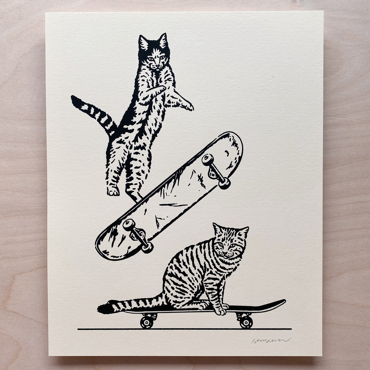 SOLD OUT. Skate Cats - Signed 8x10in Print #297