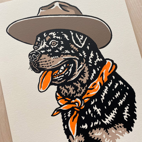 Rottweiler Cowdog - 8x10in Signed Silkscreen Print