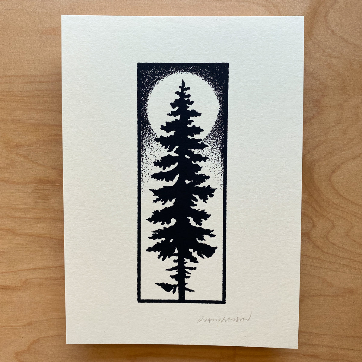 Midnight Evergreen - Signed 5x7in Print #395