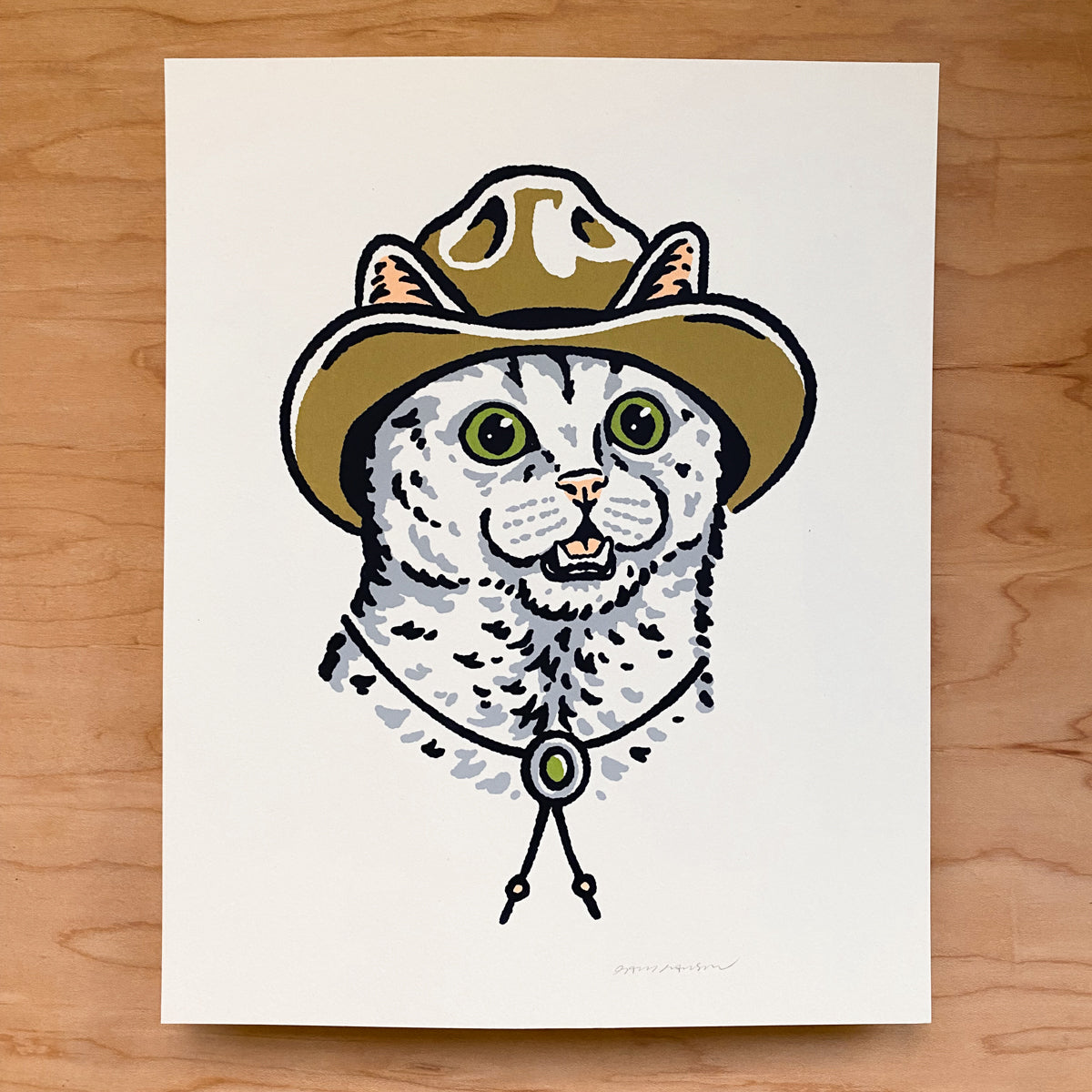 White Cowcat (Green Eyes) - Signed 8x10in Print #401
