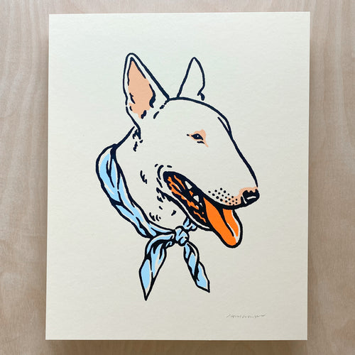 Bull Terrier Cowdog -8x10in Signed Silkscreen Print