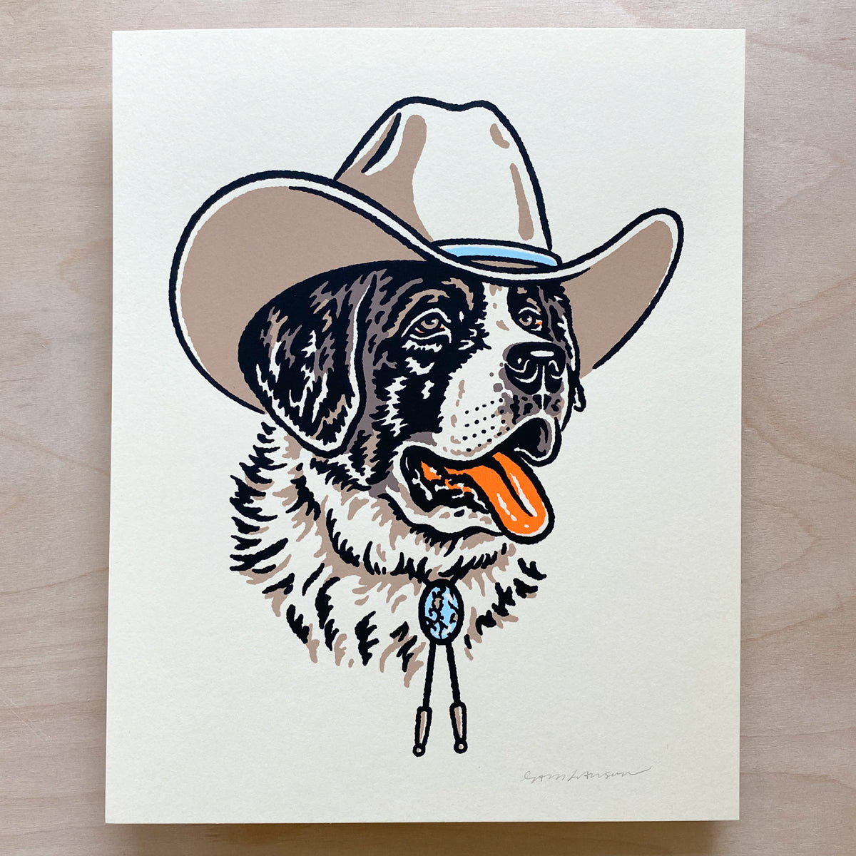 Saint Bernard Cowdog - Signed 8x10in Print #376
