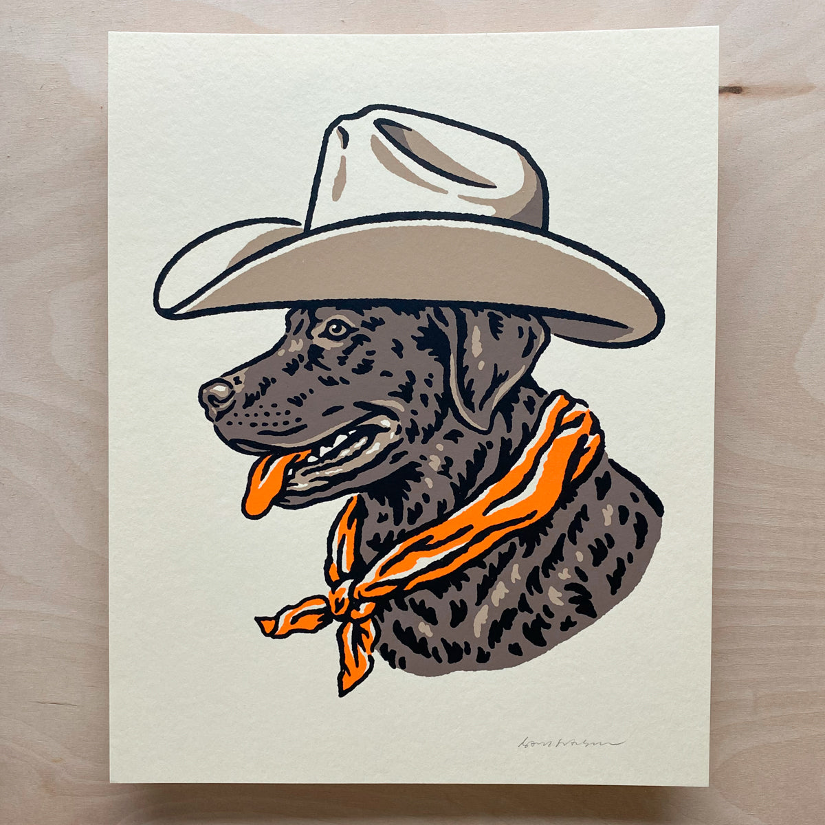 Chocolate Lab Cowdog - 8x10 Print #344