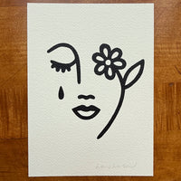No Rain No Flowers 5x7in Original Paint Pen Drawing (Black 2)