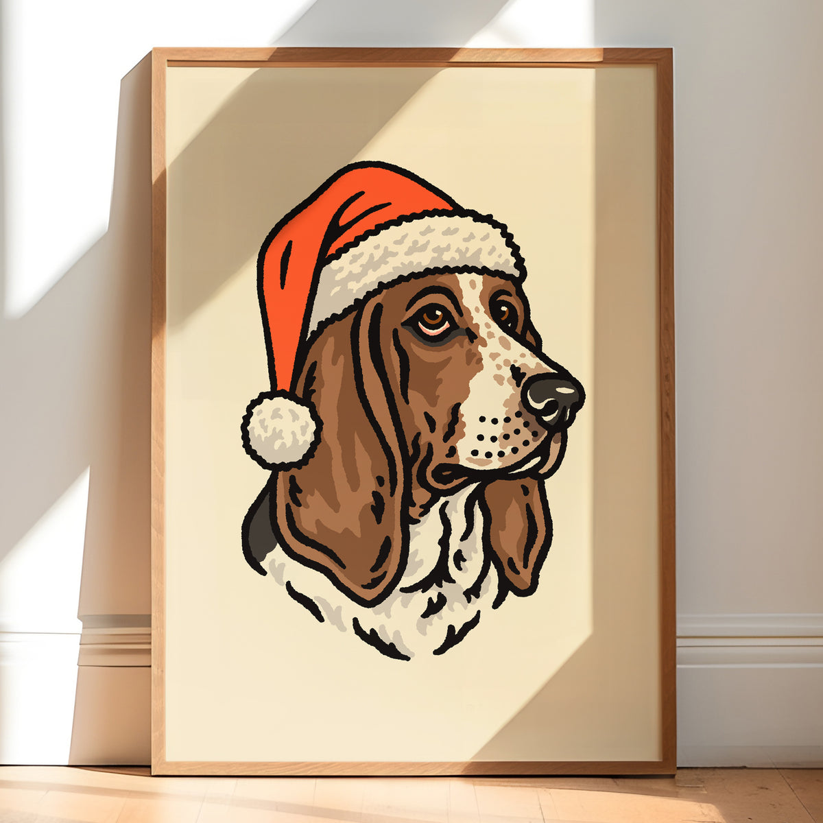Basset Hound Christmas Giclée Print