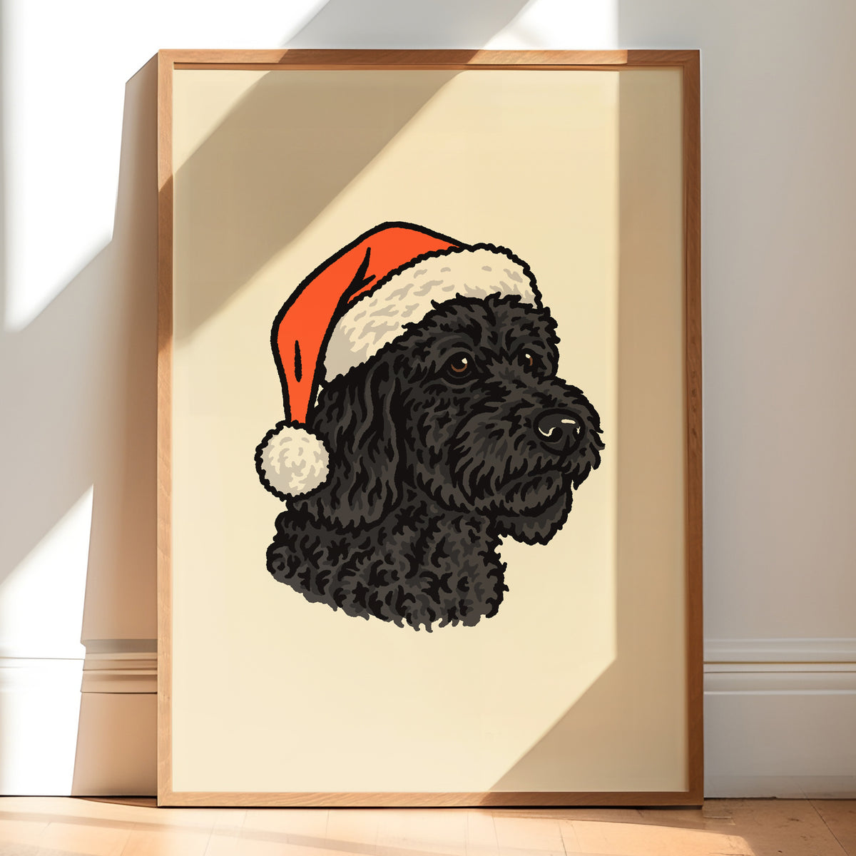 Goldendoodle (Black) Christmas Giclée Print