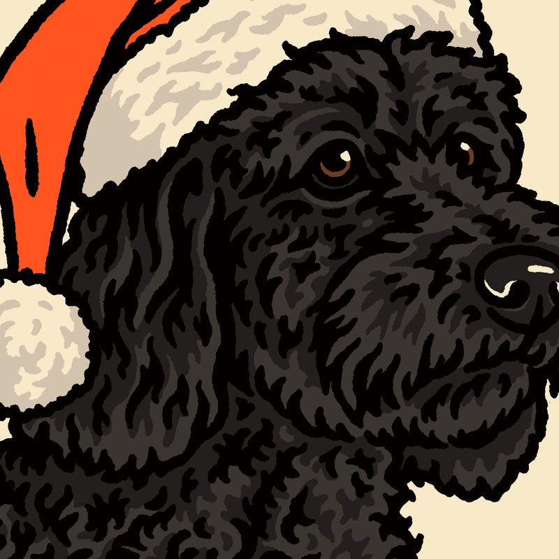 Goldendoodle (Black) Christmas Giclée Print