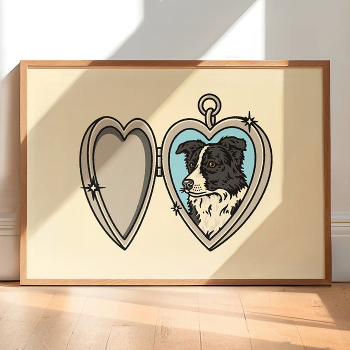Border Collie Locket Giclée Print