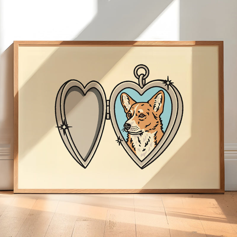 Corgi Locket Giclée Print
