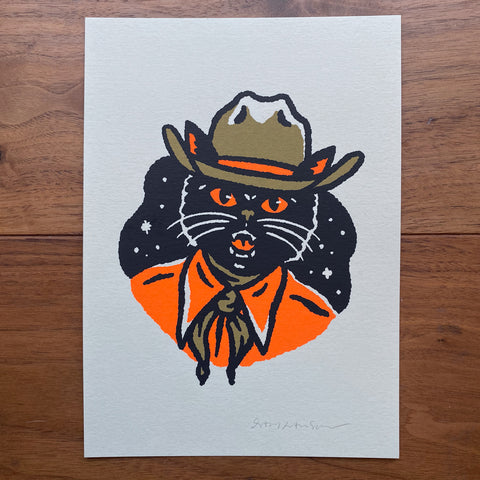 Fall Cowboy Pumpkin - Signed 5x7in Print #437