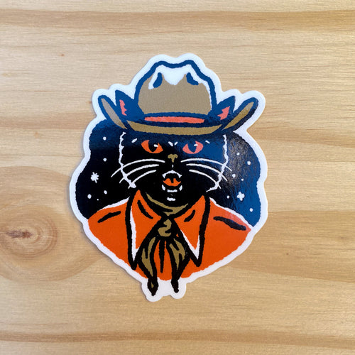 Fall Cowboy Cat Sticker