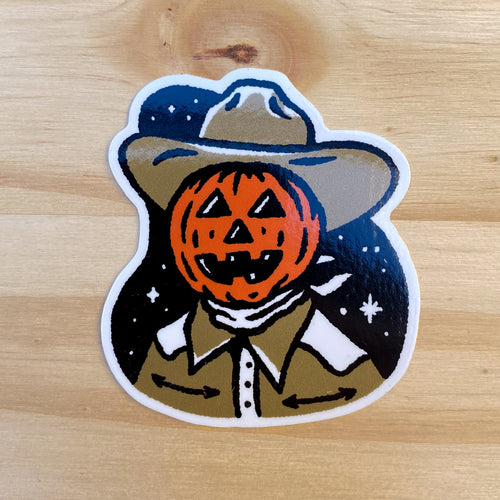 Fall Cowboy Pumpkin Sticker