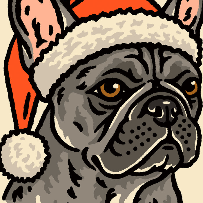 French Bulldog (Blue) Christmas Giclée Print