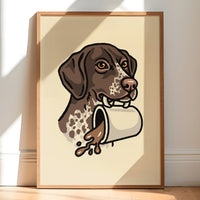 Coffee German Shorthaired Pointer Giclée Print