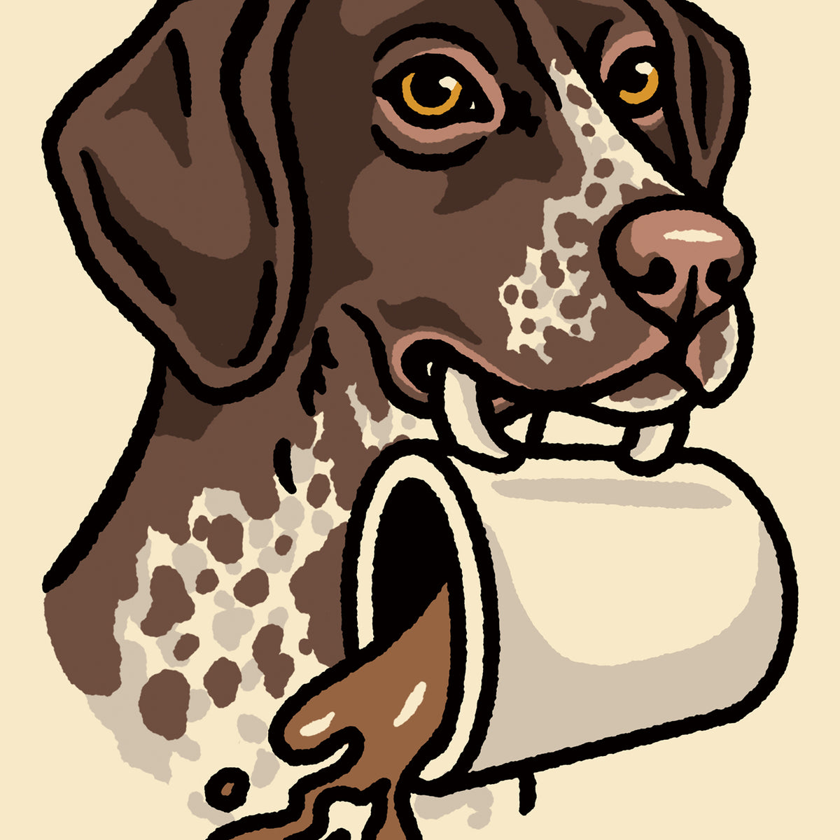 Coffee German Shorthaired Pointer Giclée Print