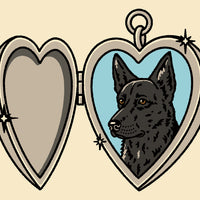 German Shepherd (Black) Locket Giclée Print