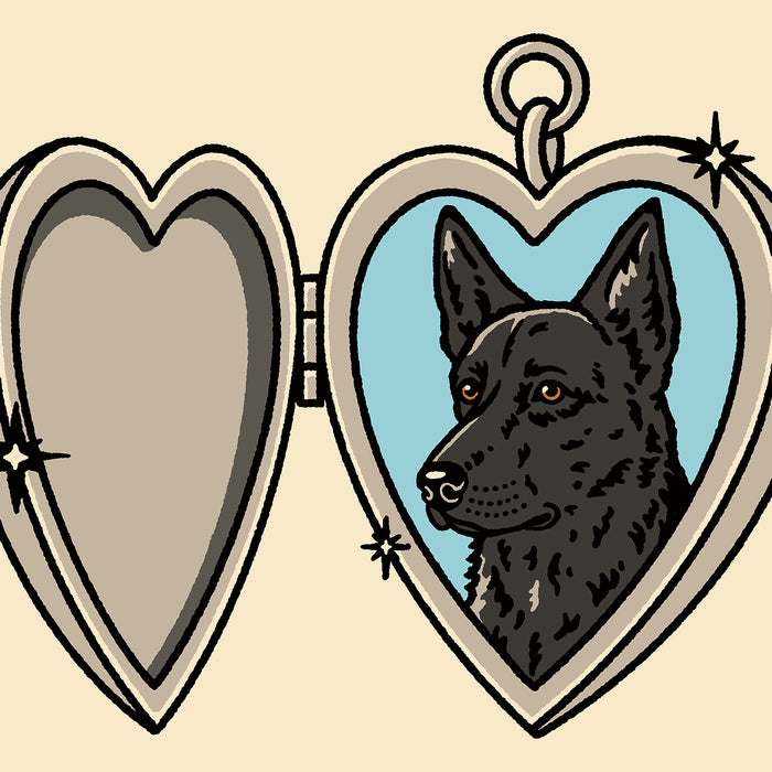 German Shepherd (Black) Locket Giclée Print