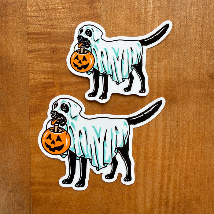Ghost Black Lab Stickers - 2 PACK