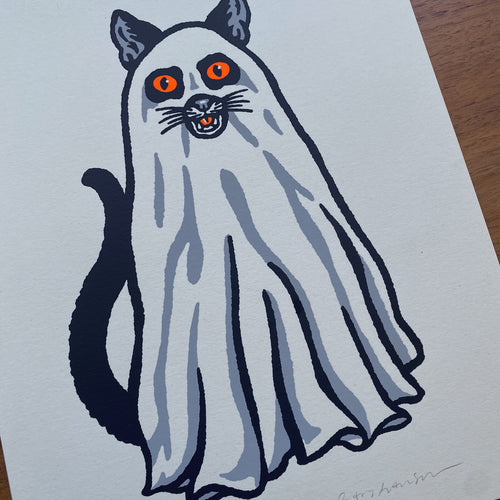 GHOST CAT - Signed 8x10in Silkscreen Print