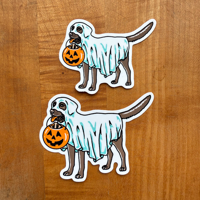 Ghost Chocolate Lab Stickers - 2 PACK