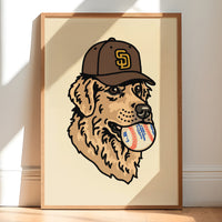 Playoff Pup San Diego Golden Retriever Giclée Print