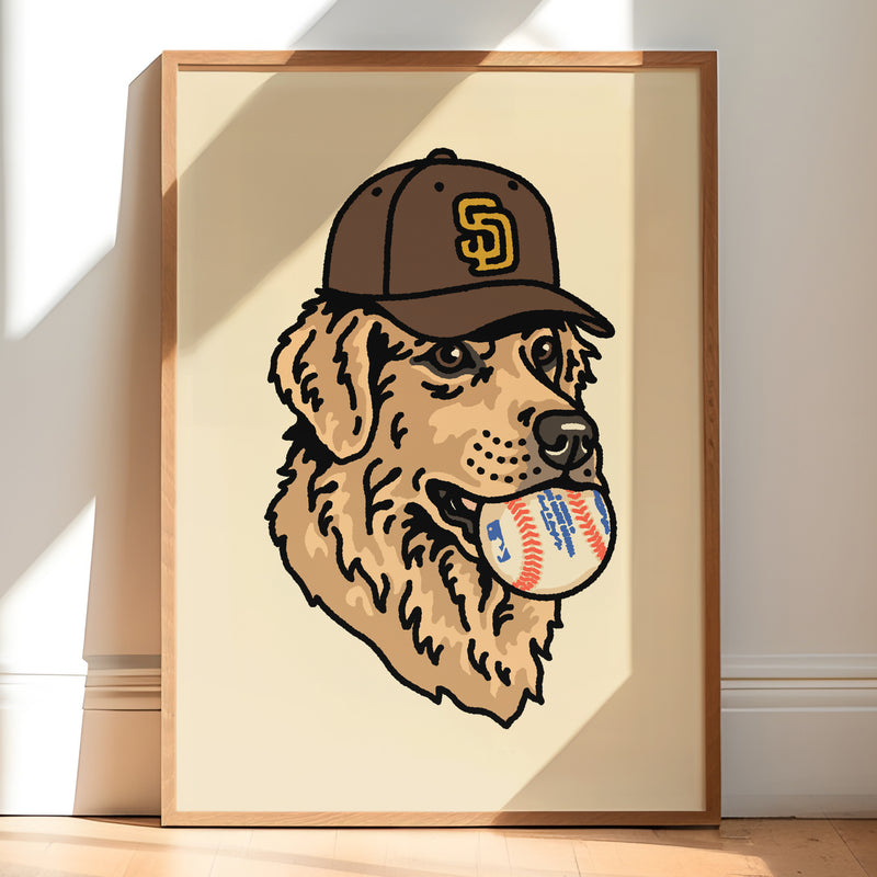 Playoff Pup San Diego Golden Retriever Giclée Print