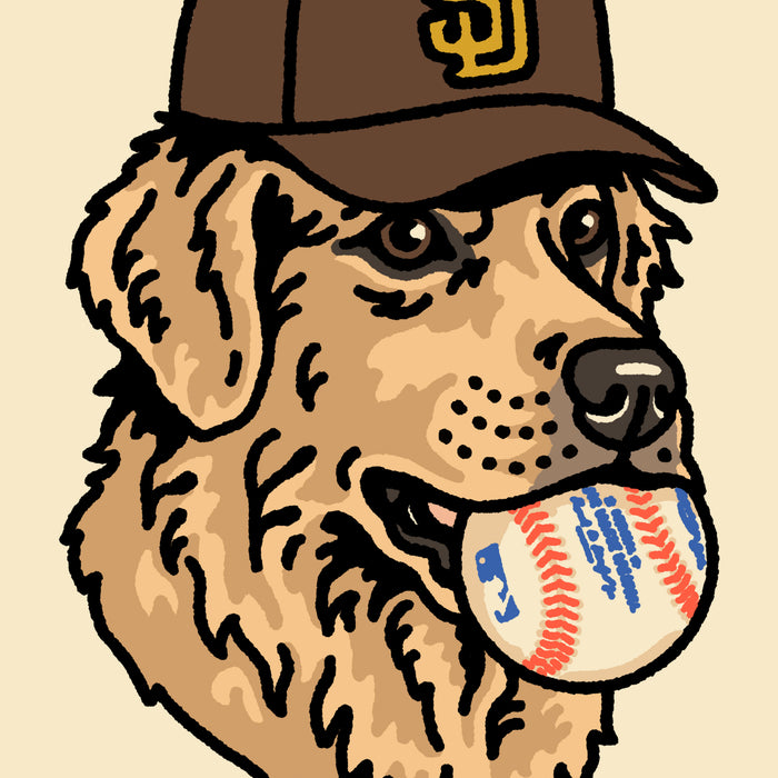 Playoff Pup San Diego Golden Retriever Giclée Print