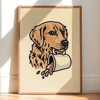 Coffee Golden Retriever Giclée Print