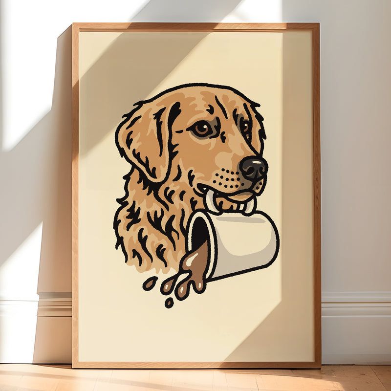 Coffee Golden Retriever Giclée Print