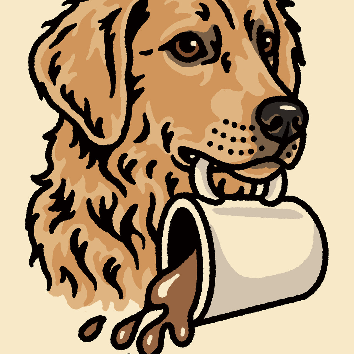 Coffee Golden Retriever Giclée Print