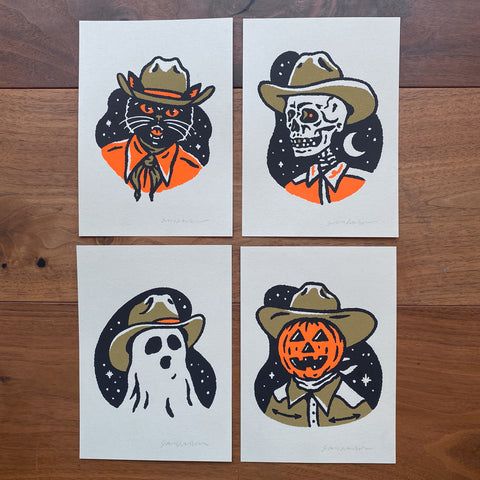 Fall Cowboy Skull - Signed 5x7in Print #436